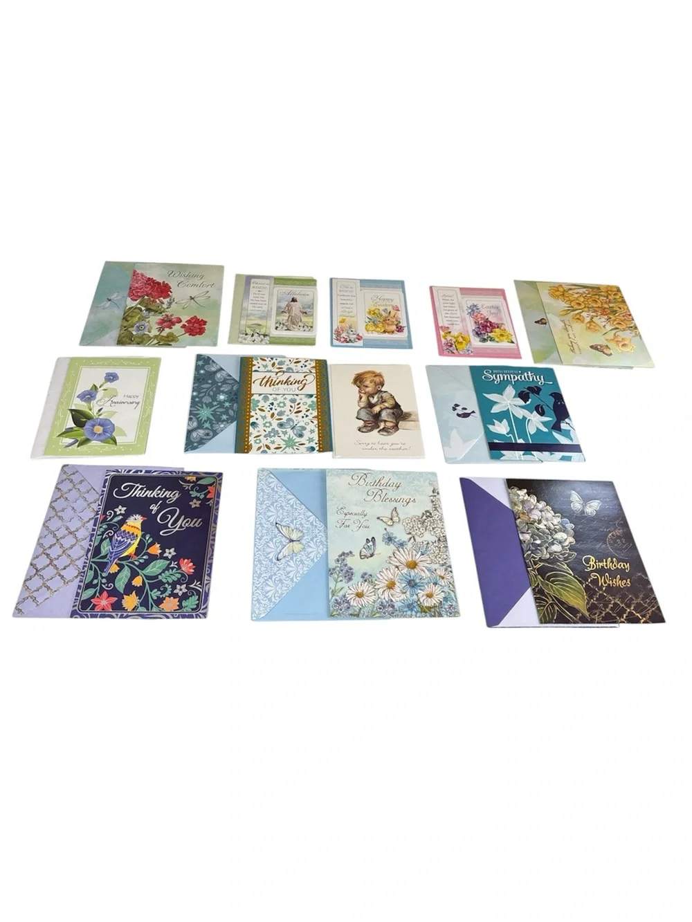 12 Mixed Assortment of Vintage Greeting Cards - Floral & Occasion Designs